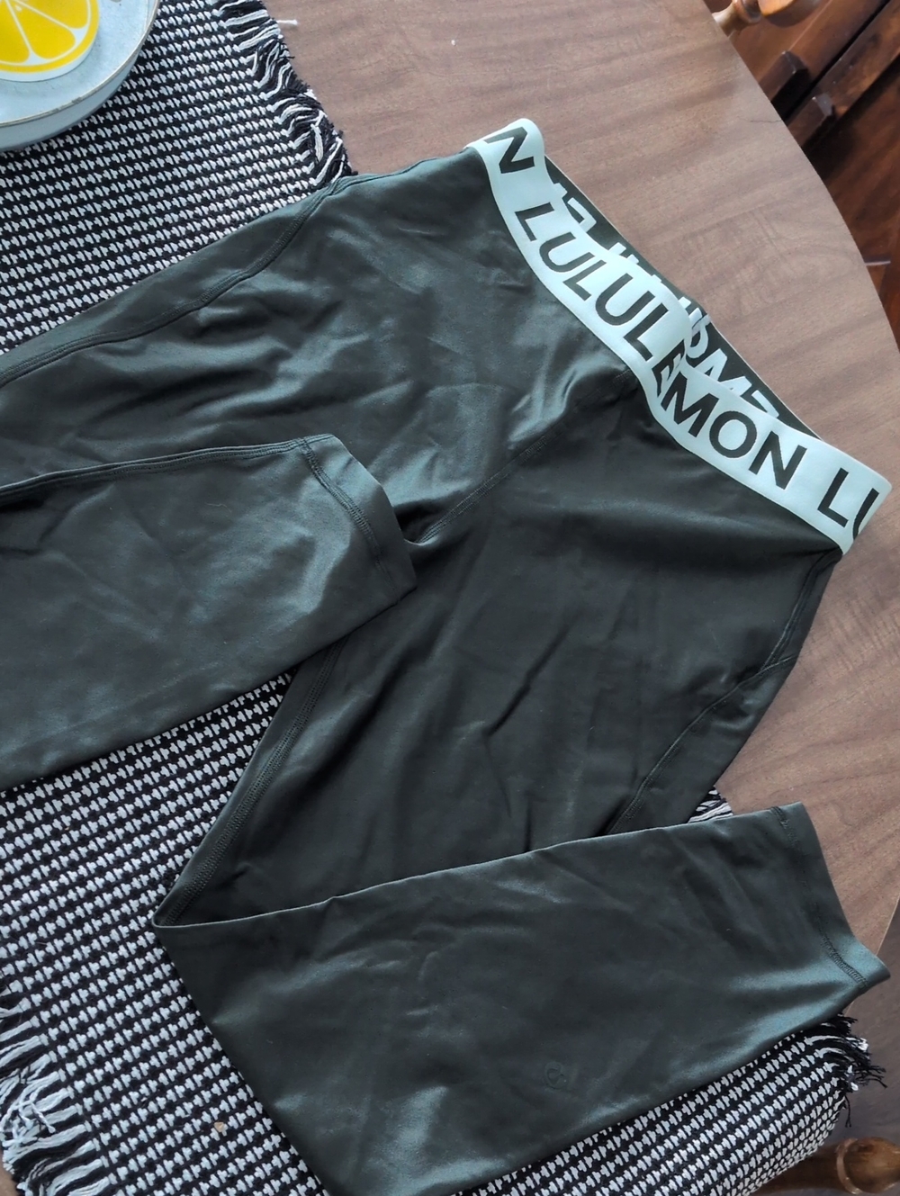 lululemon athletica Women Olive Green Leggings with Branded Waistband